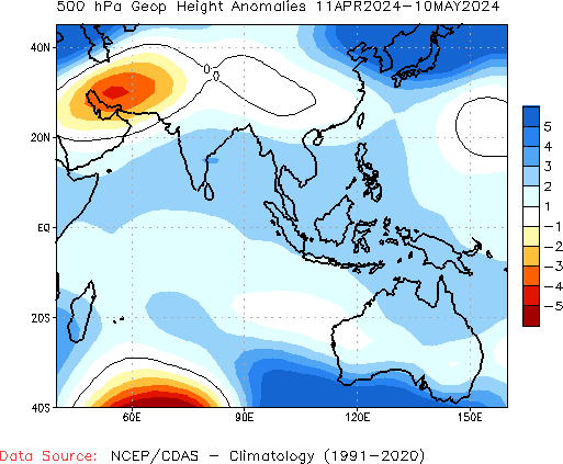 Monthly anomaly 500-hPa Geopotential Height