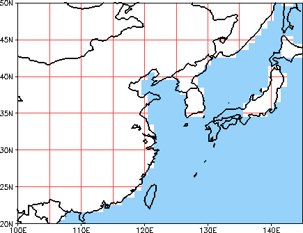 map of China with grid regions