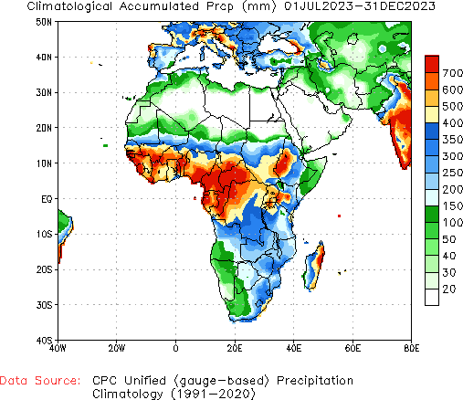 July to current Normal Precipitation (millimeters)