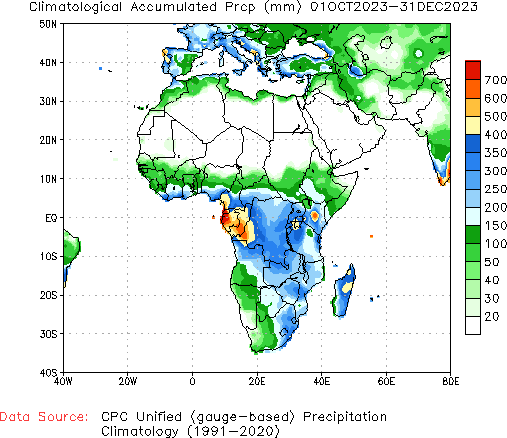 October to current Normal Precipitation (millimeters)