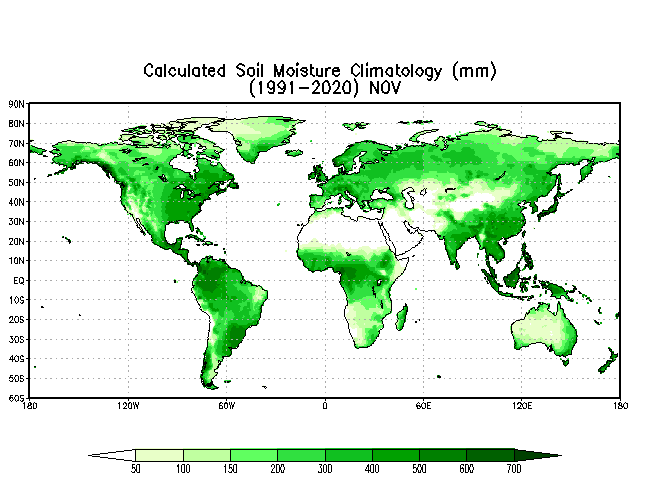 NOVEMBER Soil Moisture Climatology (mm)