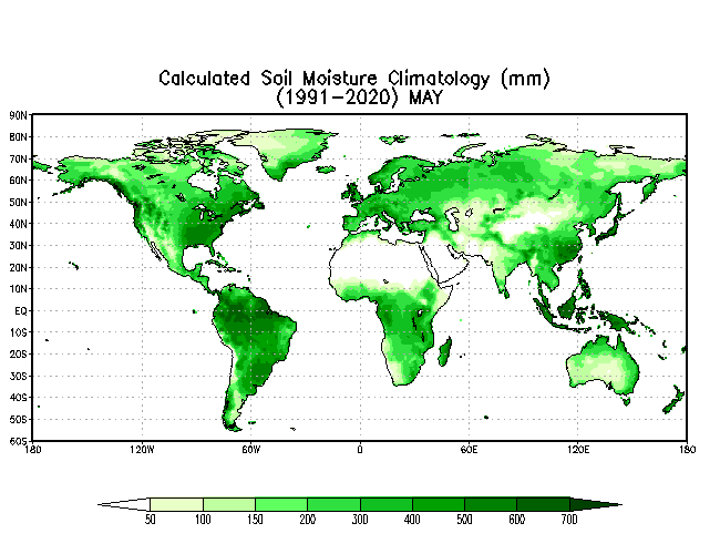 MAY Soil Moisture Climatology (mm)