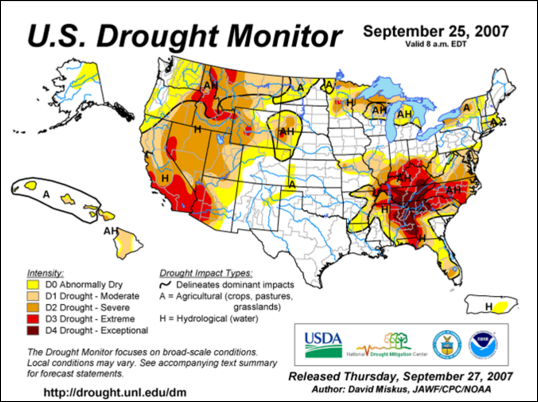 Drought Monitor Graphic at end of forecast period