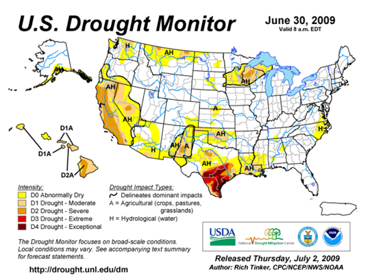 Drought Monitor Graphic at end of forecast period