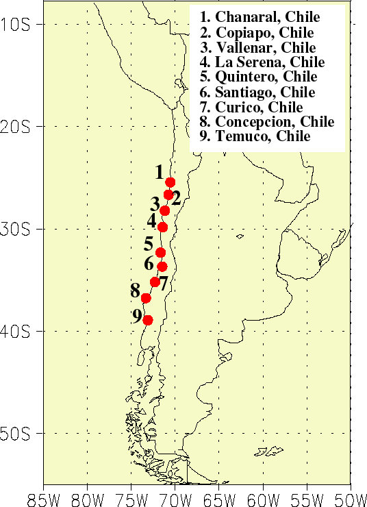Map of western South America