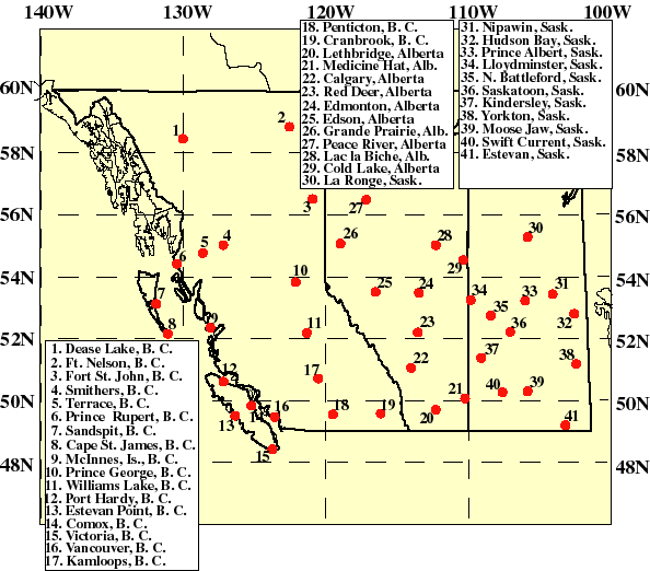 Map of western Canada
