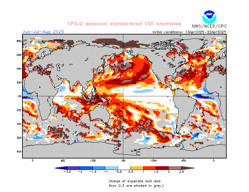 NOAA JJA 2015 SST Forecast