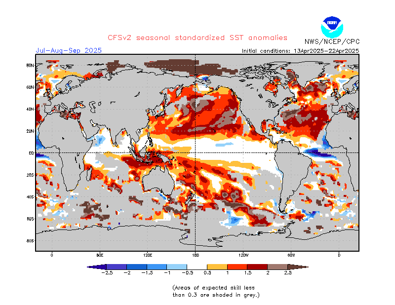 Mid Range  NOAA SST Anomaly Forecast