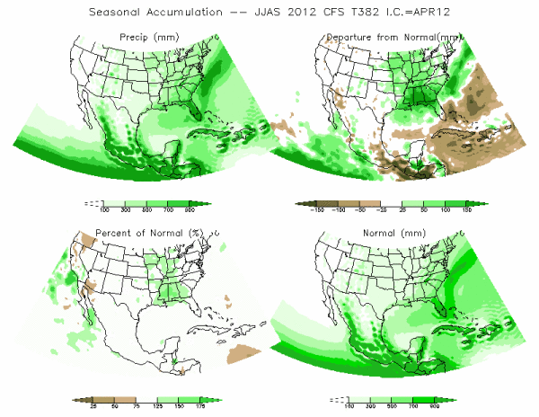 CFS 382 Model Precipitation (mm) for JUN 2012 - SEP 2012 - IC APR 2012