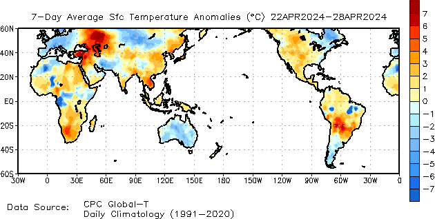 Weekly anomaly 2m Temperature