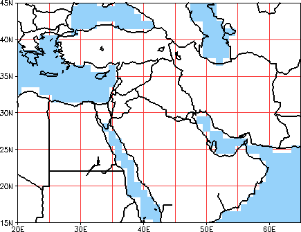 map of Middle East with grid regions