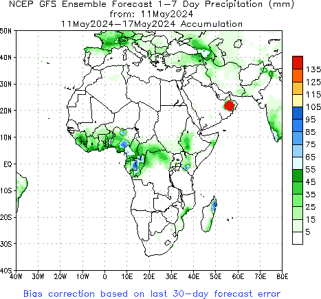 Africa Week 1 Accum Precipitation (mm) Forecast