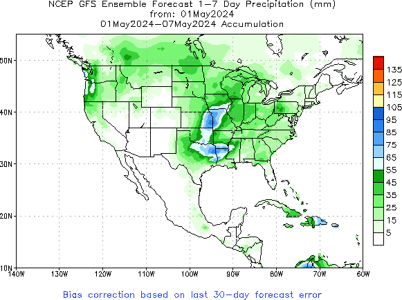 NA Week 1 Accum Precipitation (mm) Forecast