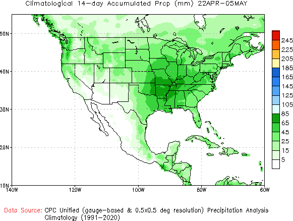14-Day Normal Precipitation (millimeters)