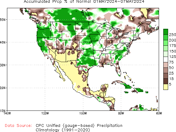 May to current % of Normal Precipitation