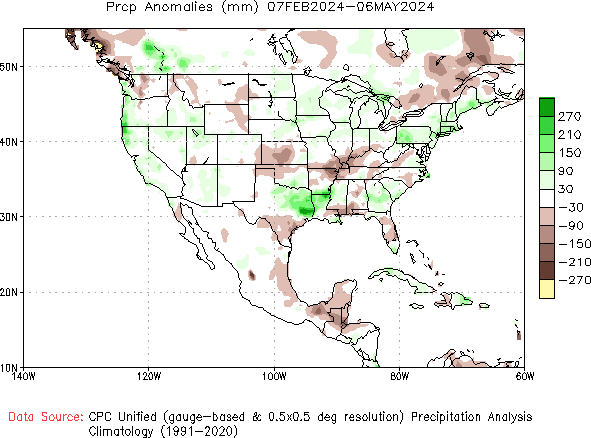 90-Day Precipitation Anomaly (millimeters)