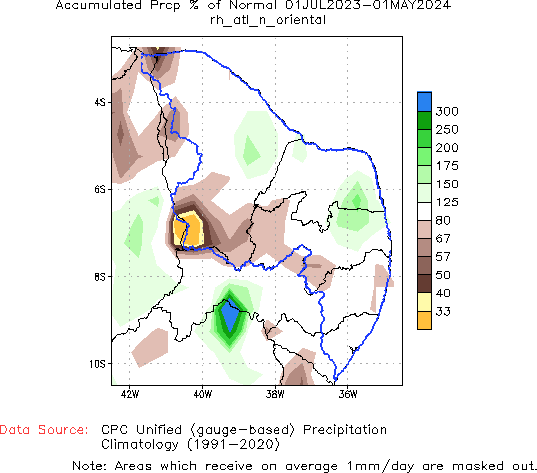 Percent of Normal Precipitation (%)