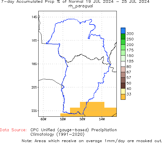 7-Day Percent of Normal Precipitation (%)