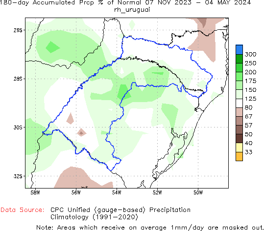 180-Day Percent of Normal Precipitation (%)