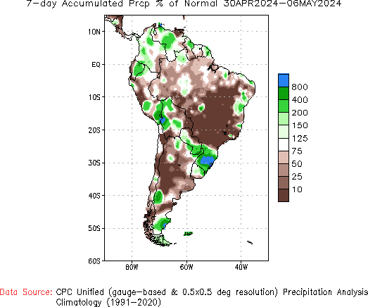 7-day % of Normal Precipitation
