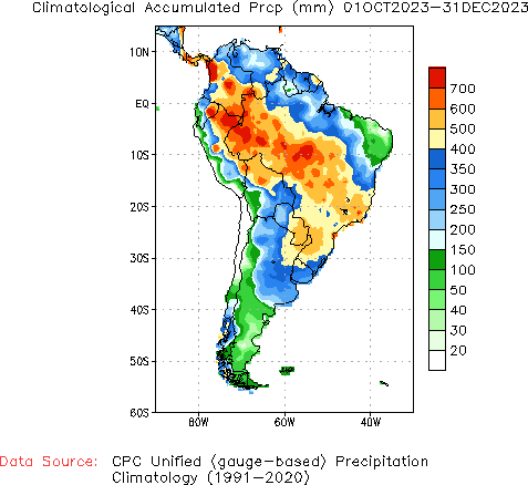 October to current Normal Precipitation (millimeters)