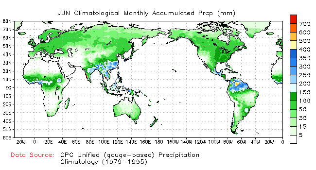 JUNE Precipitation Climatology (mm)