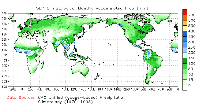 SEPTEMBER Precipitation Climatology (mm)