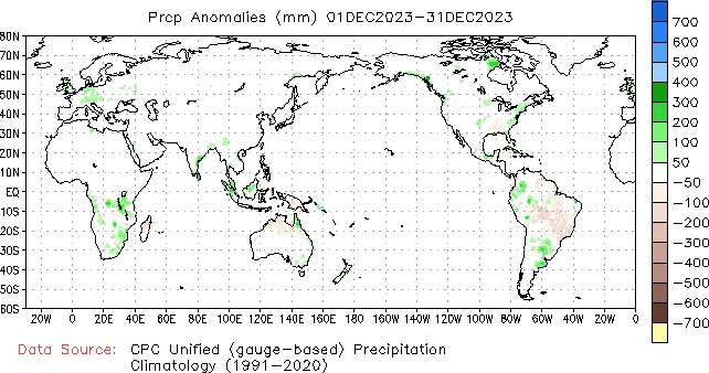 December to current Precipitation Anomaly (millimeters)
