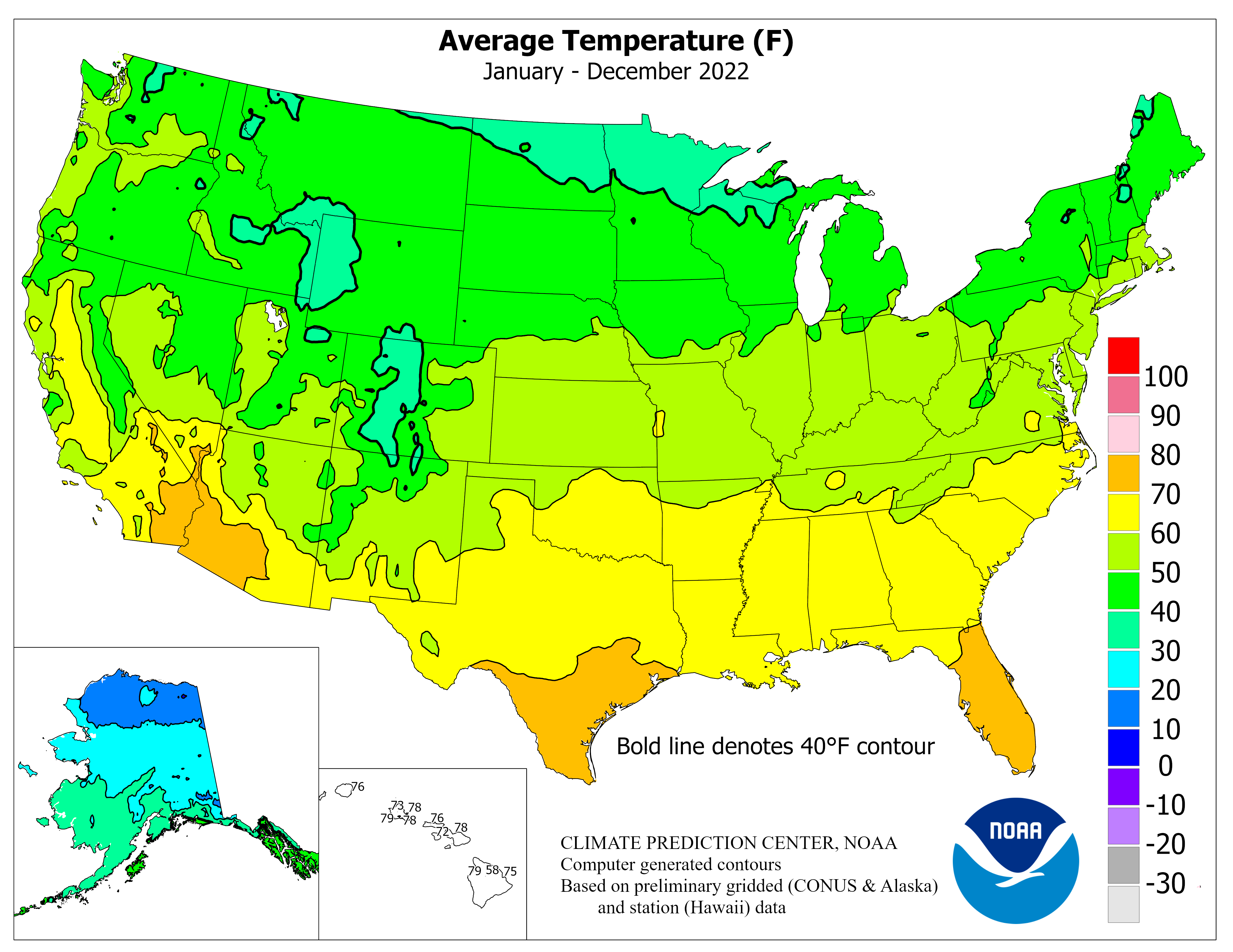 United States Twelve Month Average Temperature Graphic