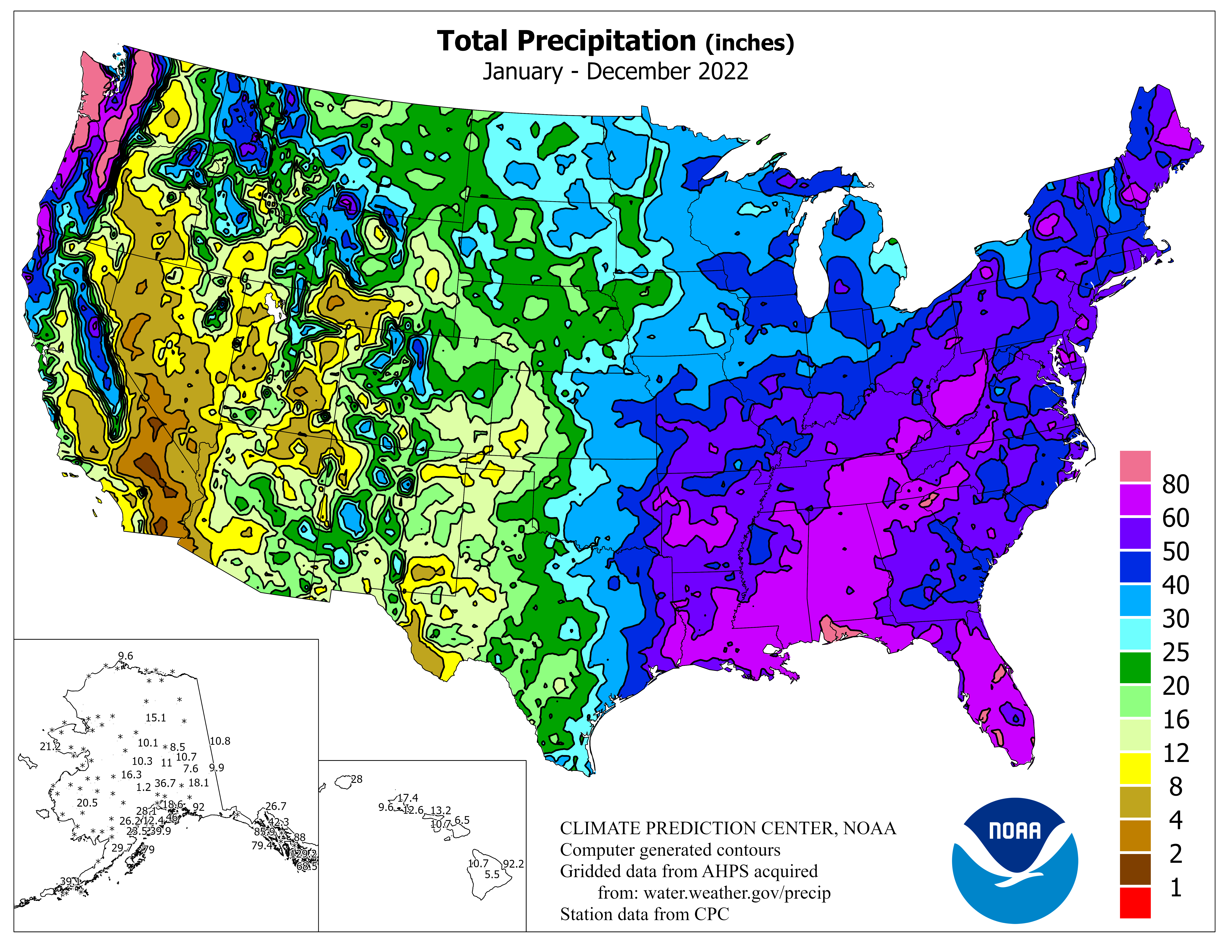 United States Twelve Month Total Precipitation Graphic
