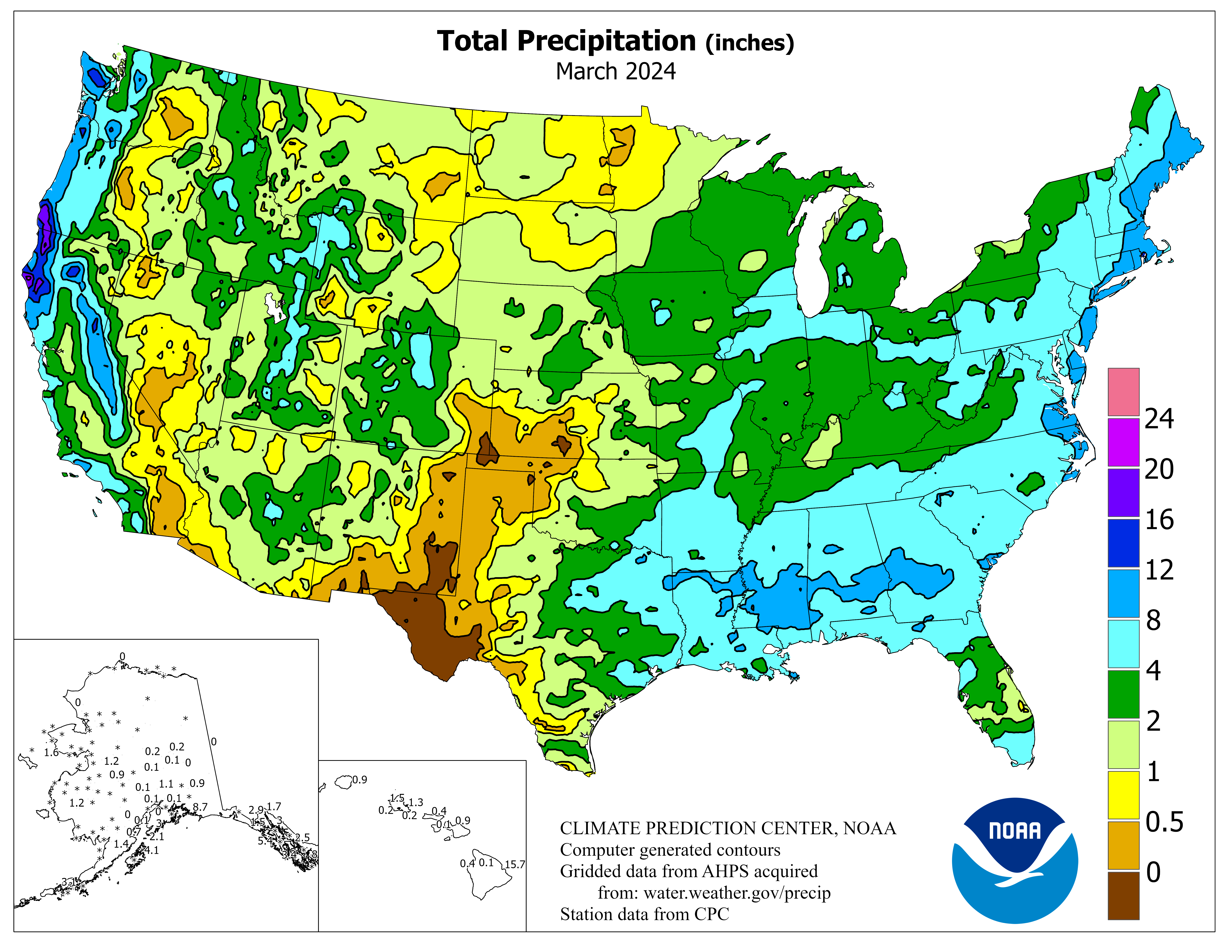 United States Monthly Total Precipitation Graphic