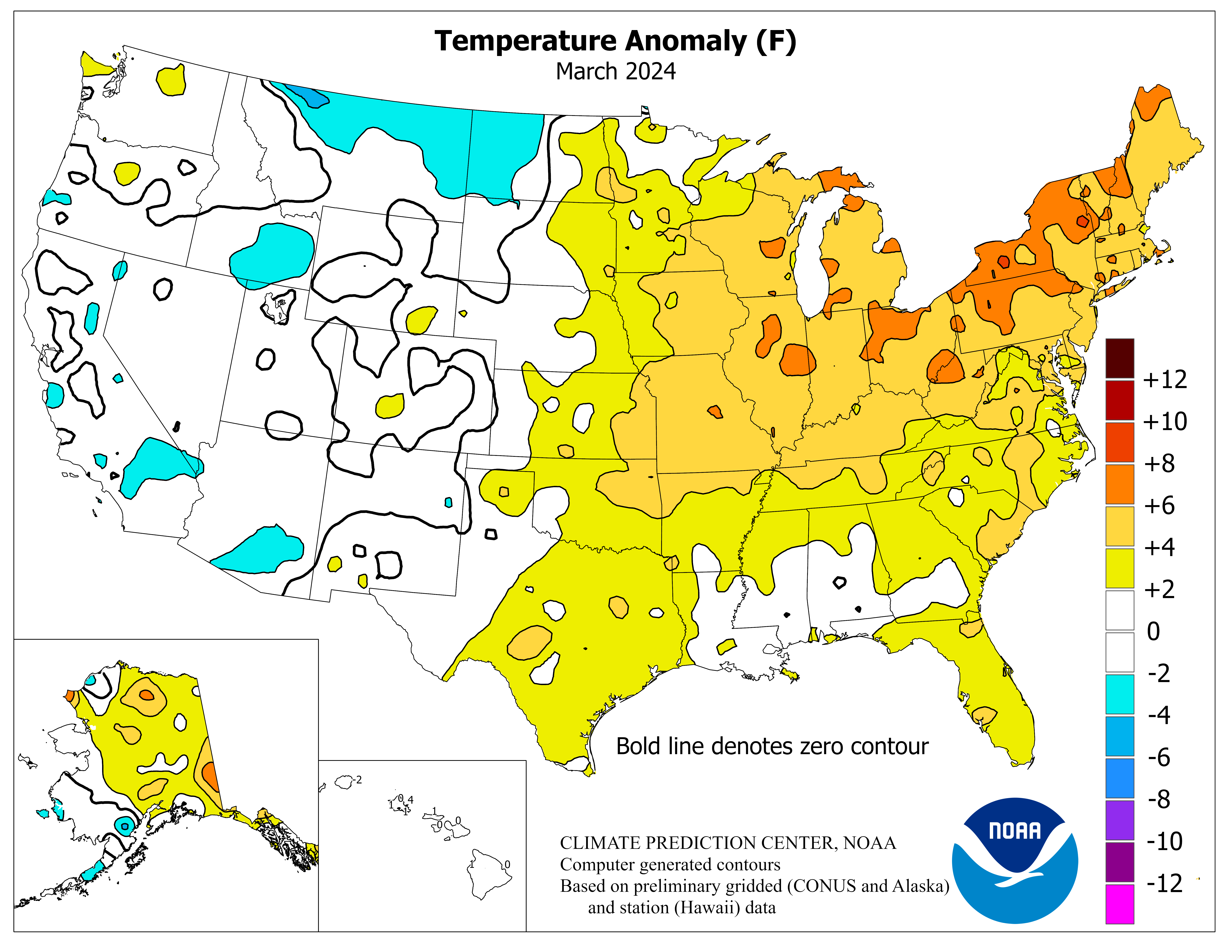 United States Monthly Temperature Anomaly Graphic