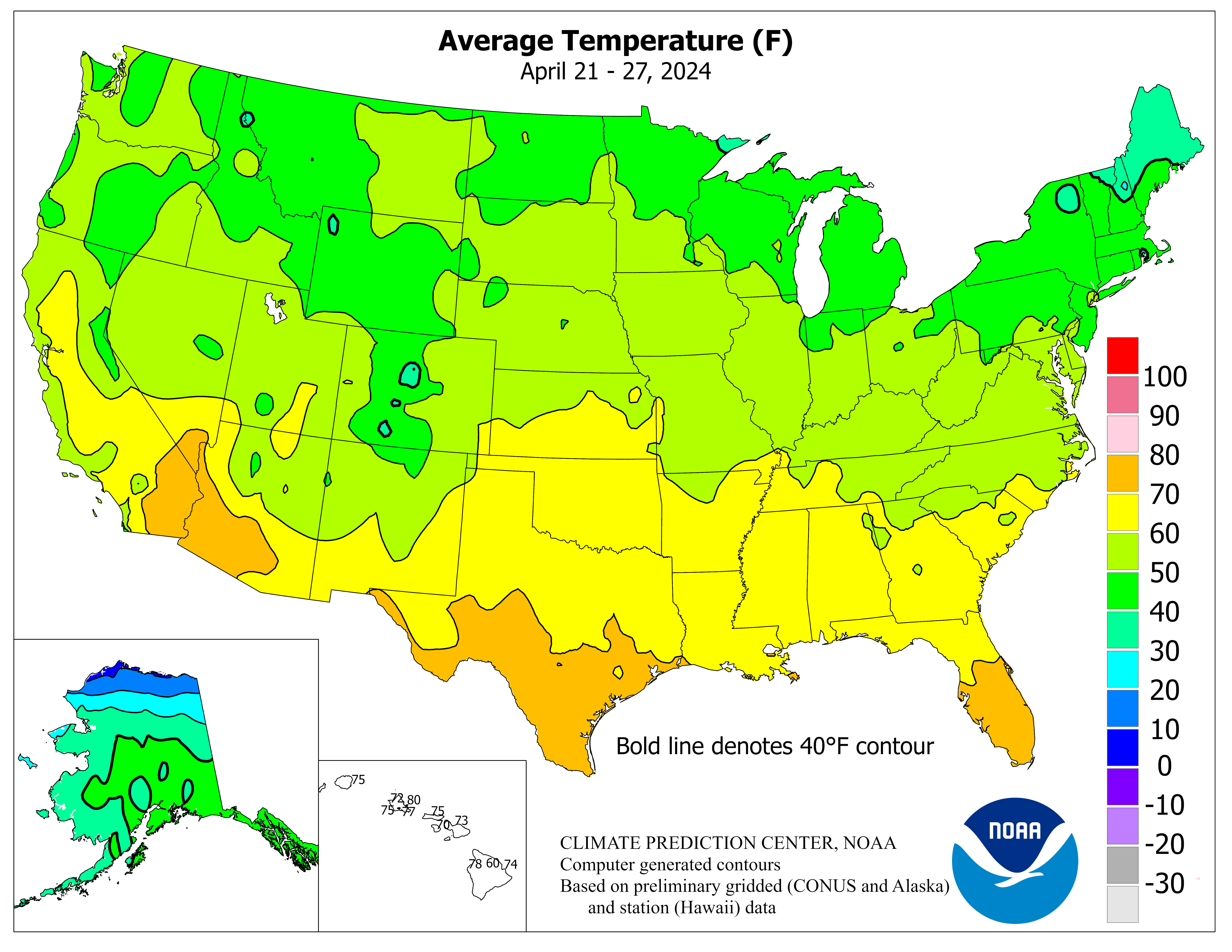 United States Weekly Average Temperature Graphic