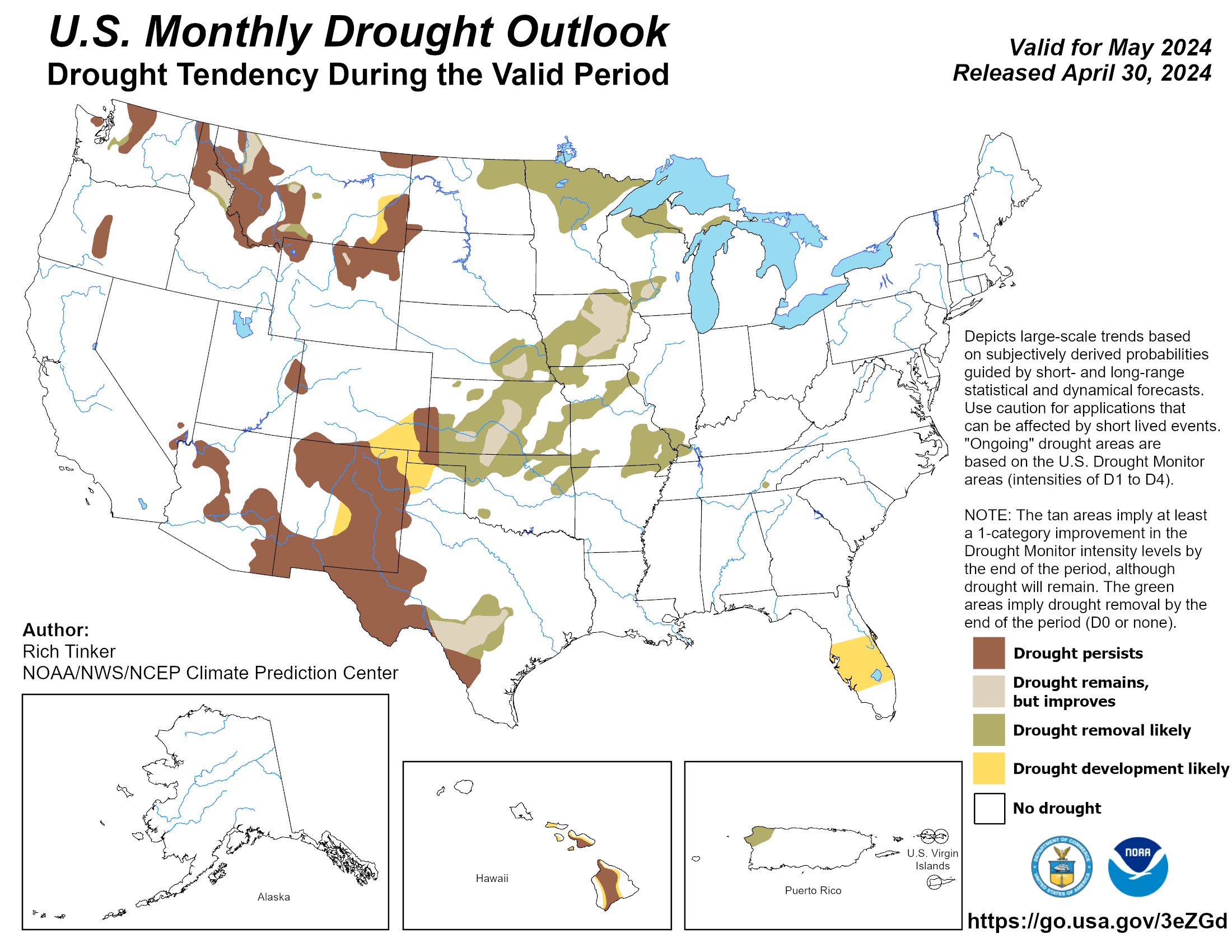 United States Monthly Drought Outlook Graphic - click on image to enlarge