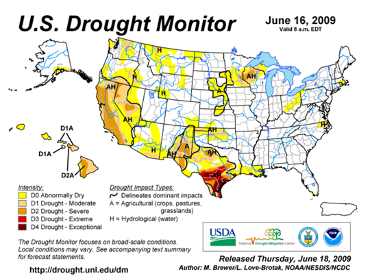 Drought Monitor Graphic at beginning of forecast period