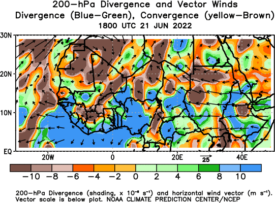 Africa Observed 200 hPa Divergence