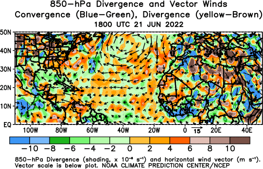 Atlantic Observed 850 hPa Divergence