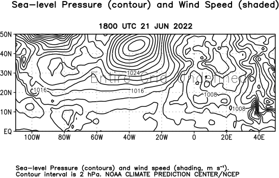 Atlantic Observed 1000 hPa Heights and Wind Speed