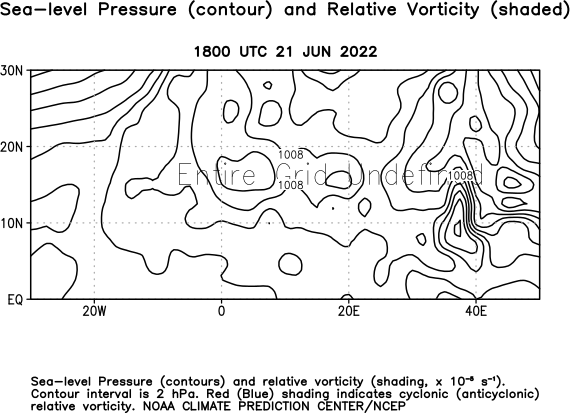 Africa Observed 1000 hPa Heights and Relative Vorticity