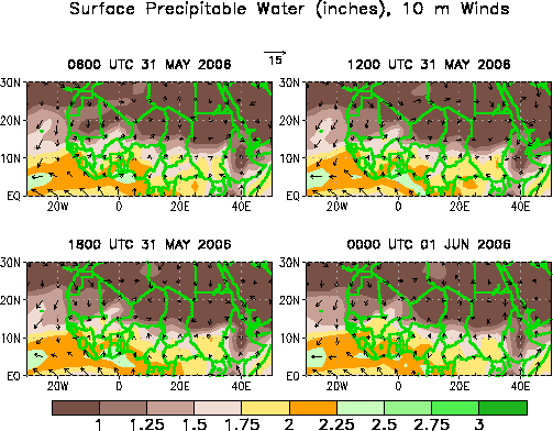 6 hour Africa Precipitable Water
