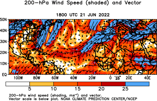 Atlantic Observed 200 hPa Winds