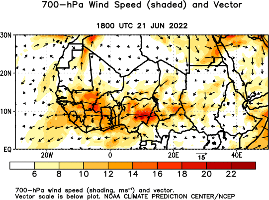 Africa Observed 700 hPa Winds