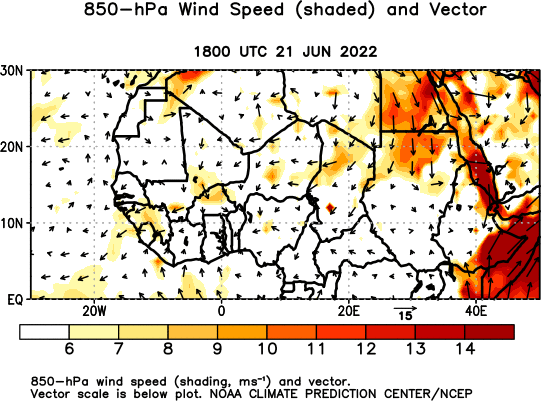 Africa Observed 850 hPa Winds