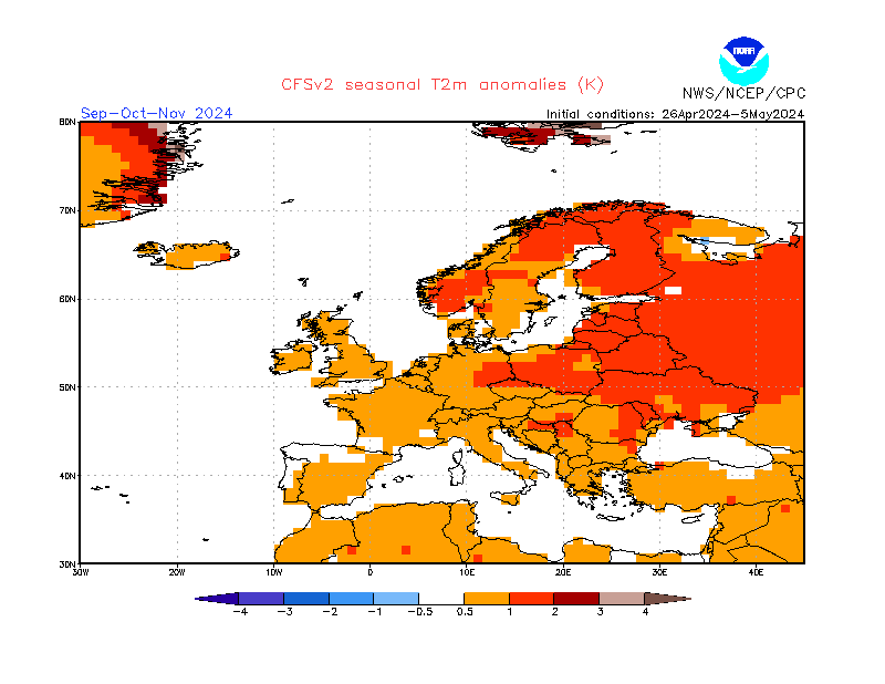 previsioni meteo stagionali, anomalia temperatura prossimi mesi