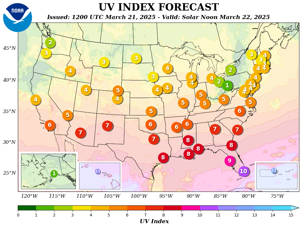 Climate Prediction Center - Outlooks: Current UV Index Forecast Map