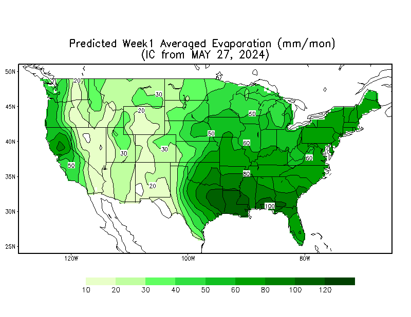 Week 1 Calculated Averaged Evaporation Outlook